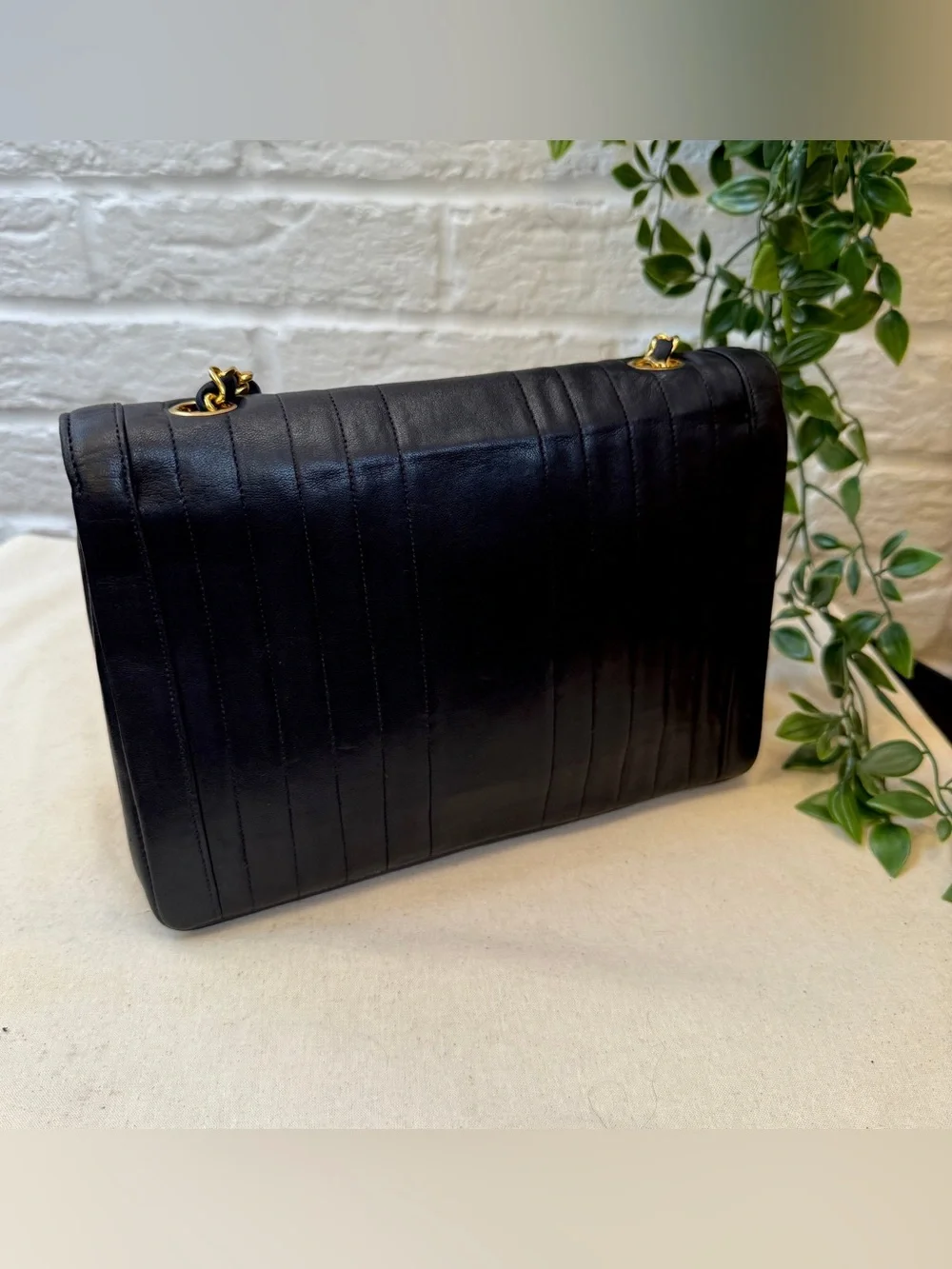 CHANEL Rare Early‑80s Chevron Lambskin Turnlock Envelope Bag 24K Gold‑Plated